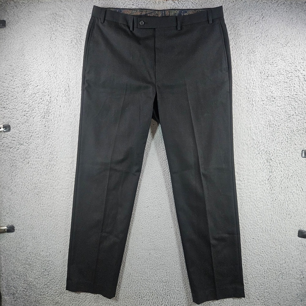 Lauren Ralph Lauren Mens Black Dress‎ Pants Flat Front Trousers 36W 32L
